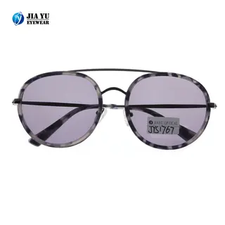 Custom Logo Fashionable Double Bridge Metal Temple Vintage Acetate Sunglasses for men